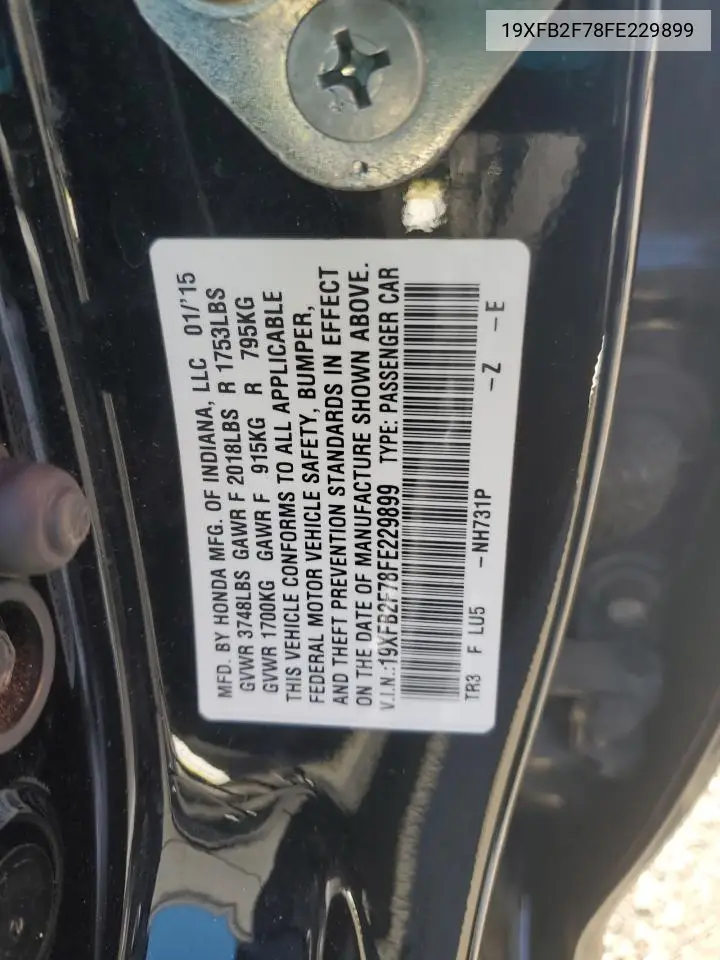 19XFB2F78FE229899 2015 Honda Civic Se