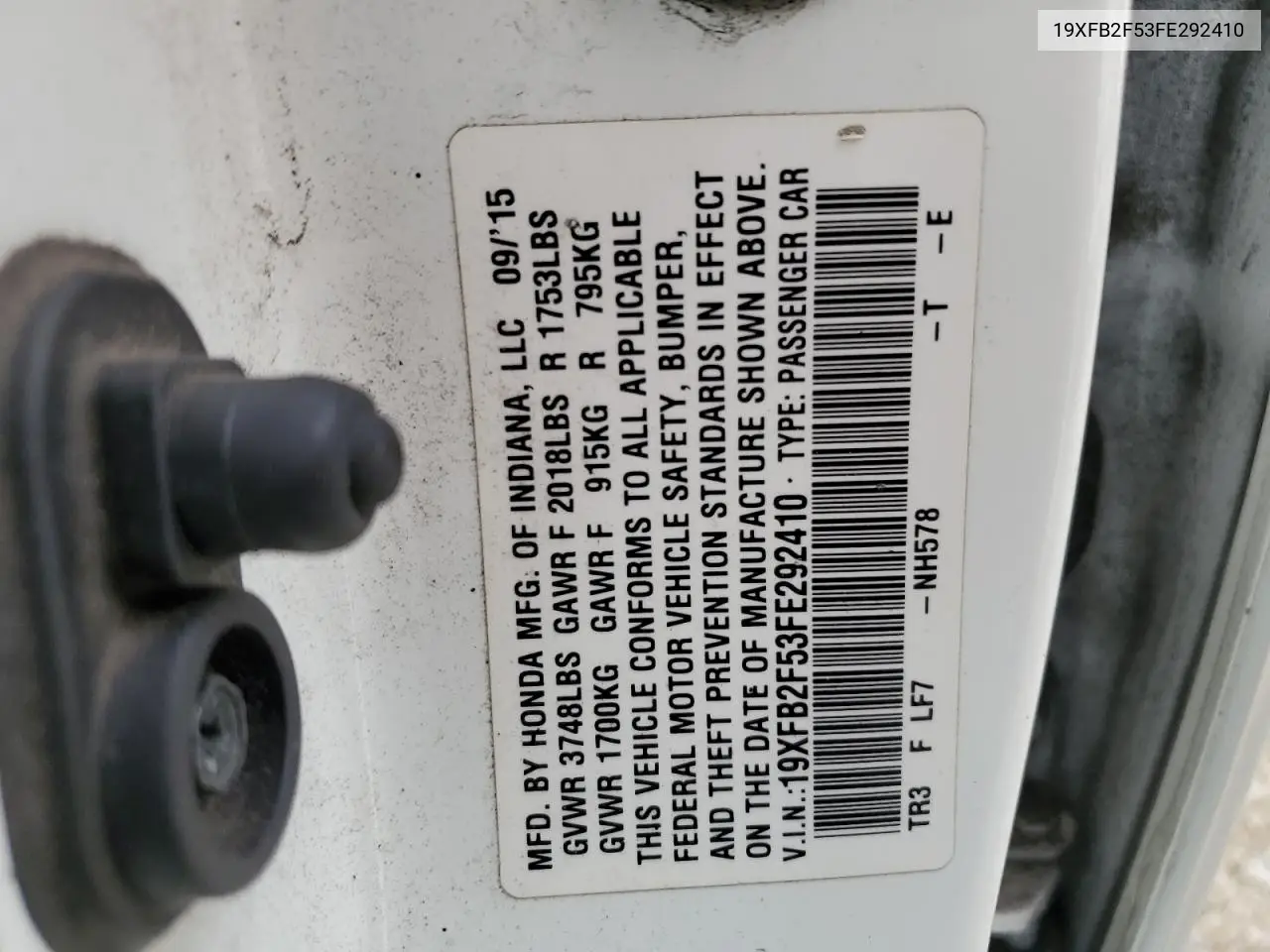 19XFB2F53FE292410 2015 Honda Civic Lx