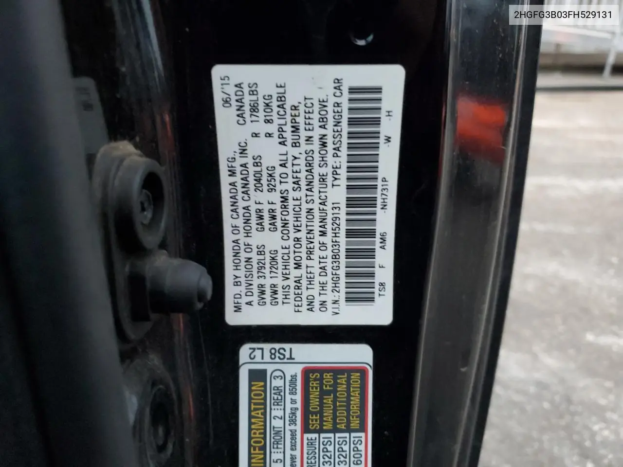 2HGFG3B03FH529131 2015 Honda Civic Exl