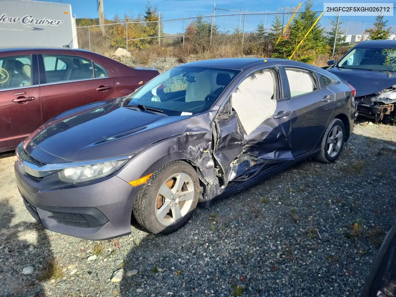 2HGFC2F5XGH026712 2016 Honda Civic Lx