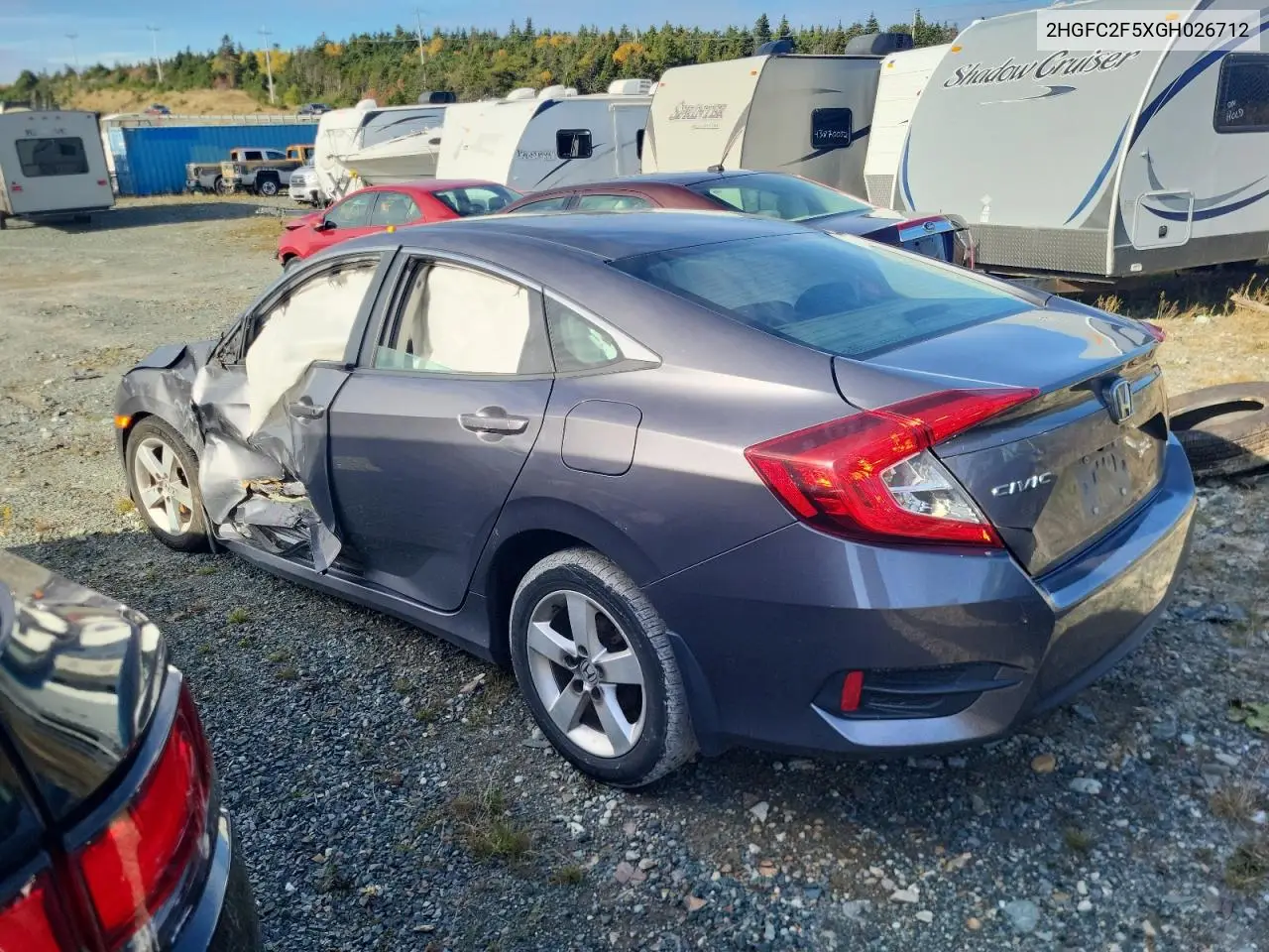 2HGFC2F5XGH026712 2016 Honda Civic Lx