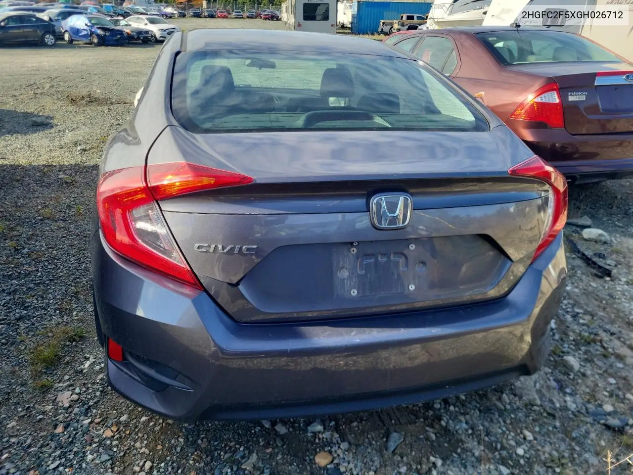 2HGFC2F5XGH026712 2016 Honda Civic Lx