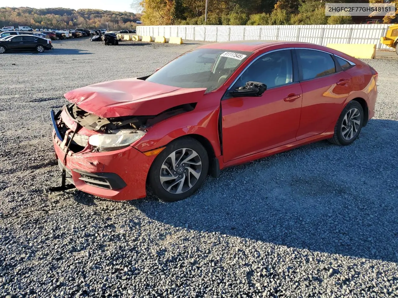 2HGFC2F77GH548151 2016 Honda Civic Ex