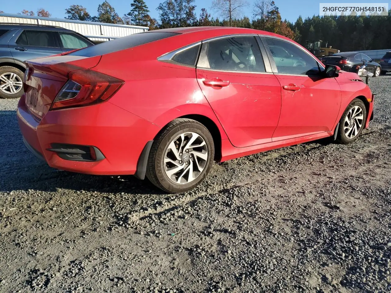 2HGFC2F77GH548151 2016 Honda Civic Ex