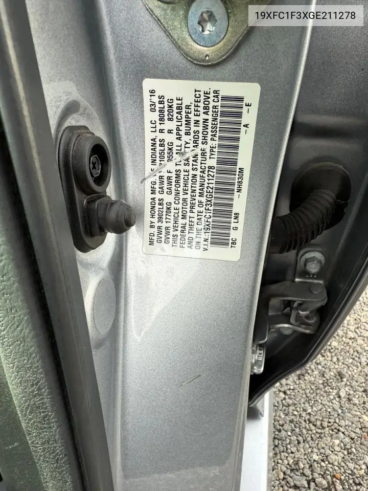19XFC1F3XGE211278 2016 Honda Civic Ex