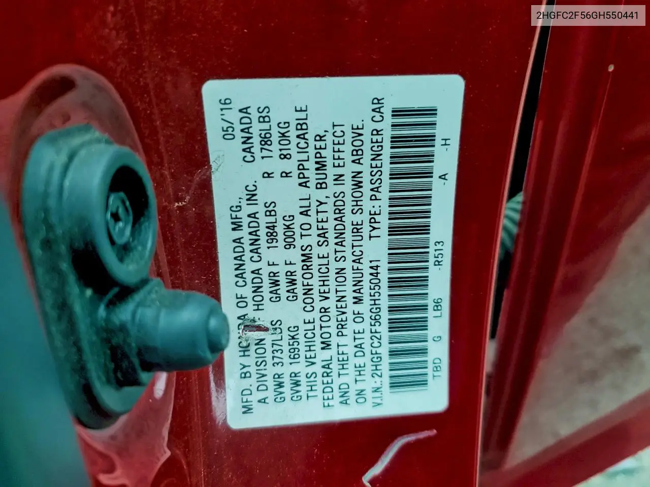 2HGFC2F56GH550441 2016 Honda Civic Lx