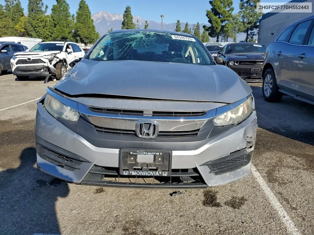 2HGFC2F77GH552443 2016 Honda Civic Ex