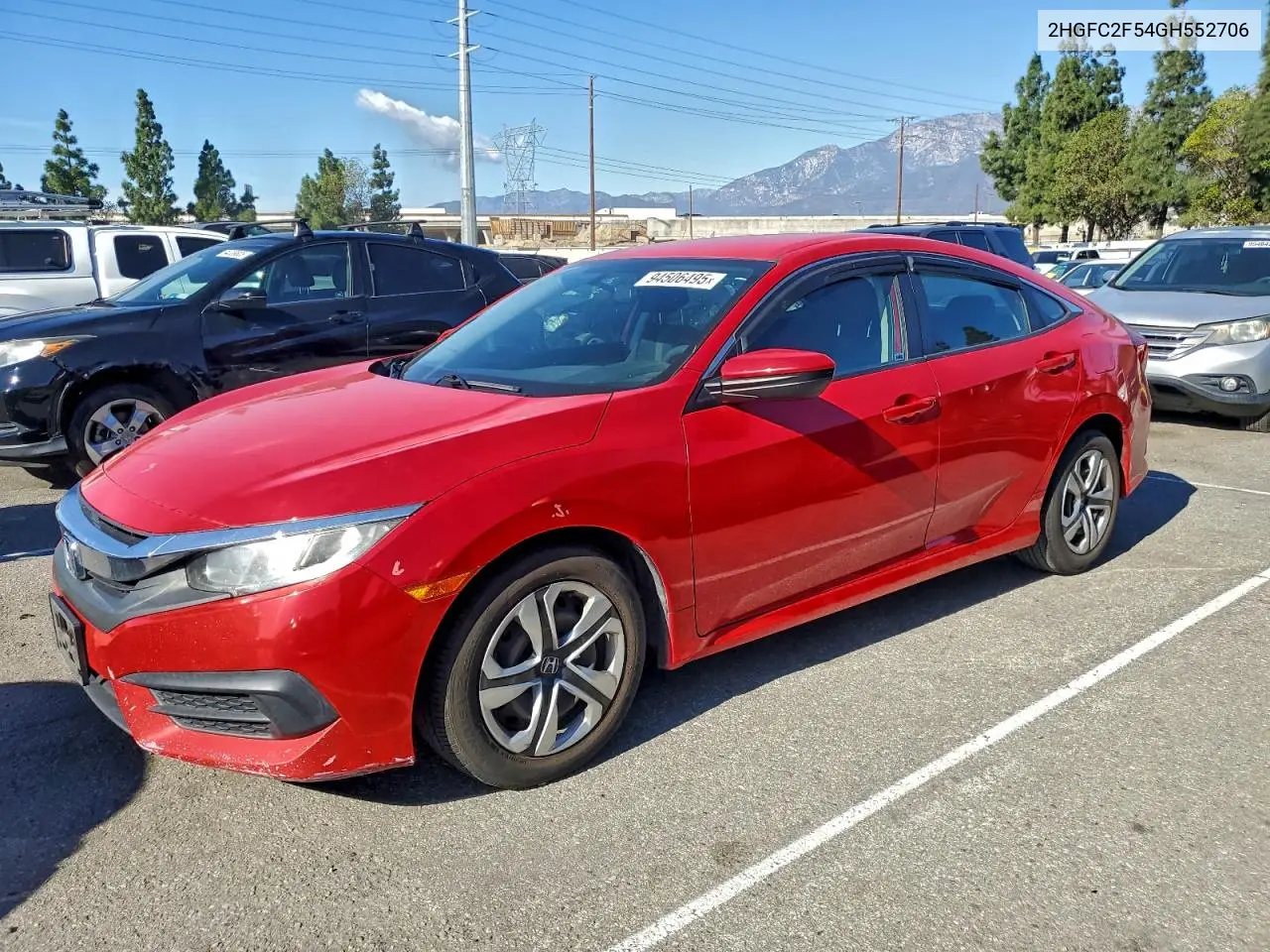 2HGFC2F54GH552706 2016 Honda Civic Lx