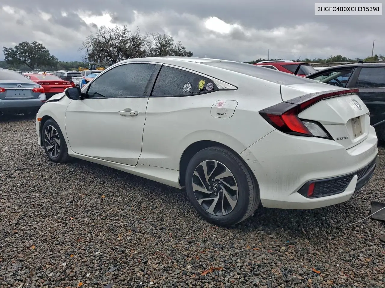 2HGFC4B0XGH315398 2016 Honda Civic Lx