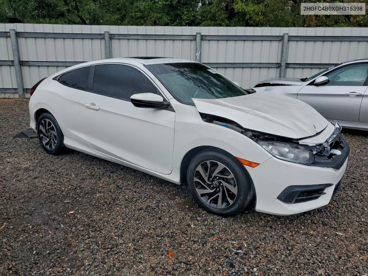 2HGFC4B0XGH315398 2016 Honda Civic Lx