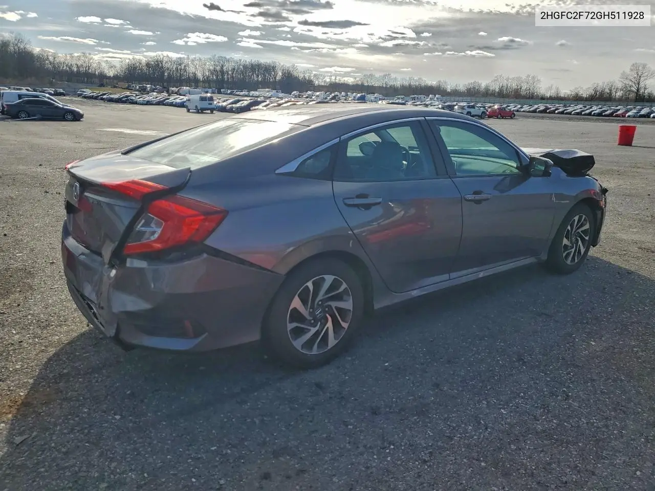 2HGFC2F72GH511928 2016 Honda Civic Ex