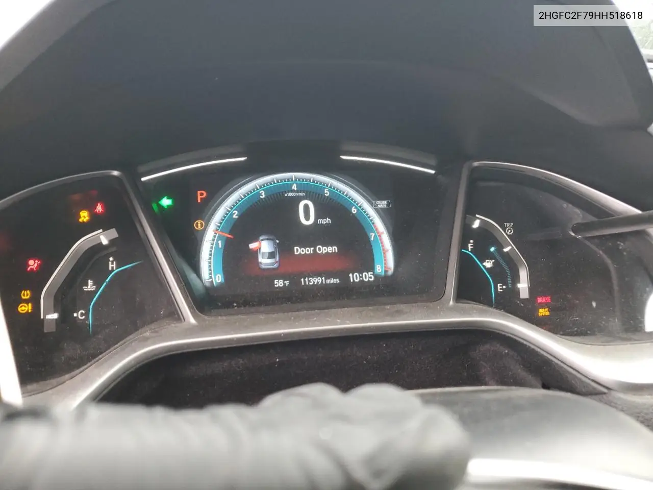2HGFC2F79HH518618 2017 Honda Civic Ex