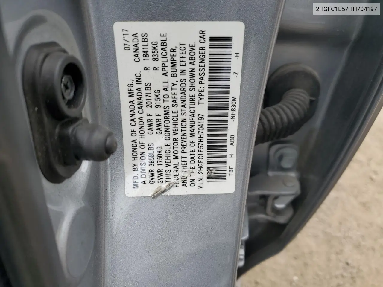 2HGFC1E57HH704197 2017 Honda Civic Si