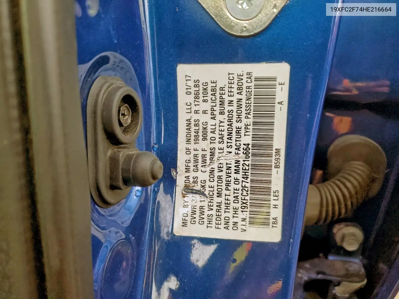 19XFC2F74HE216664 2017 Honda Civic Ex