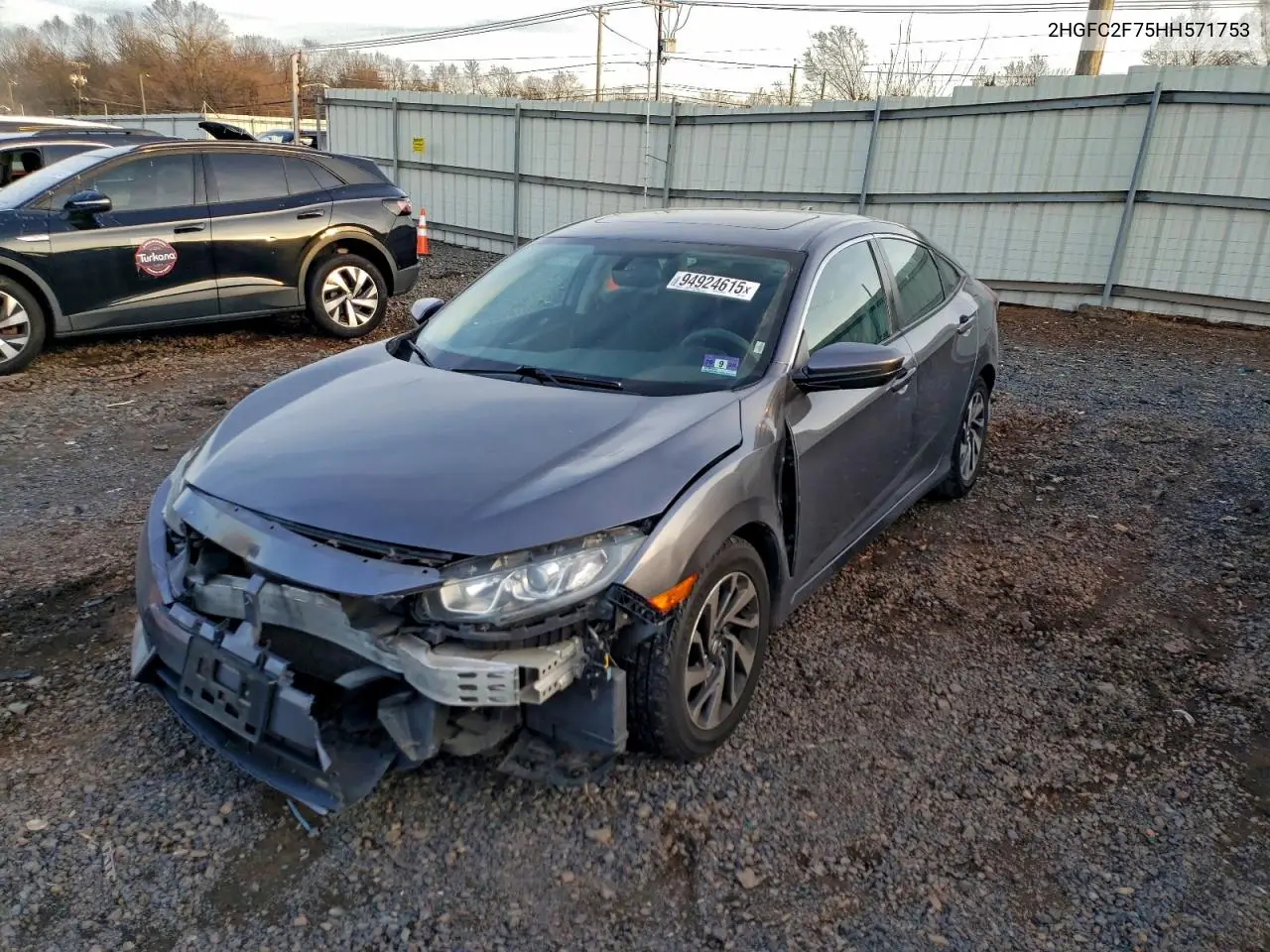 2HGFC2F75HH571753 2017 Honda Civic Ex