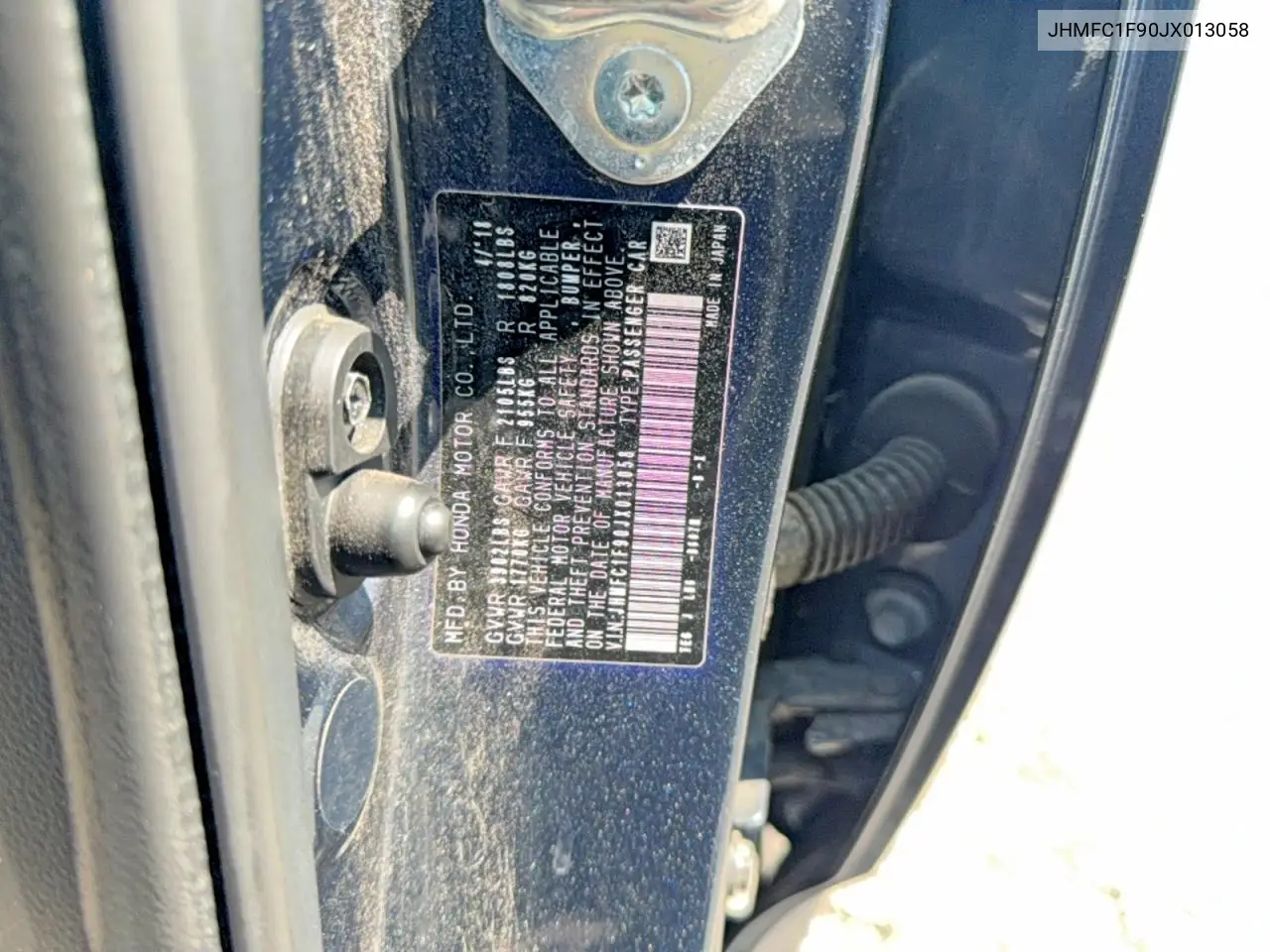 JHMFC1F90JX013058 2018 Honda Civic Touring