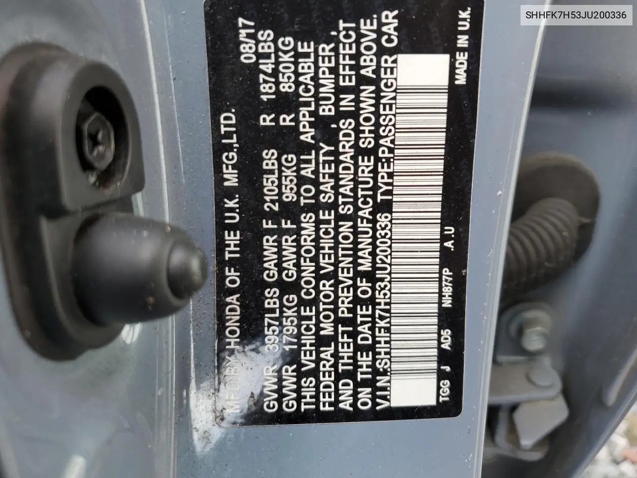 SHHFK7H53JU200336 2018 Honda Civic Ex