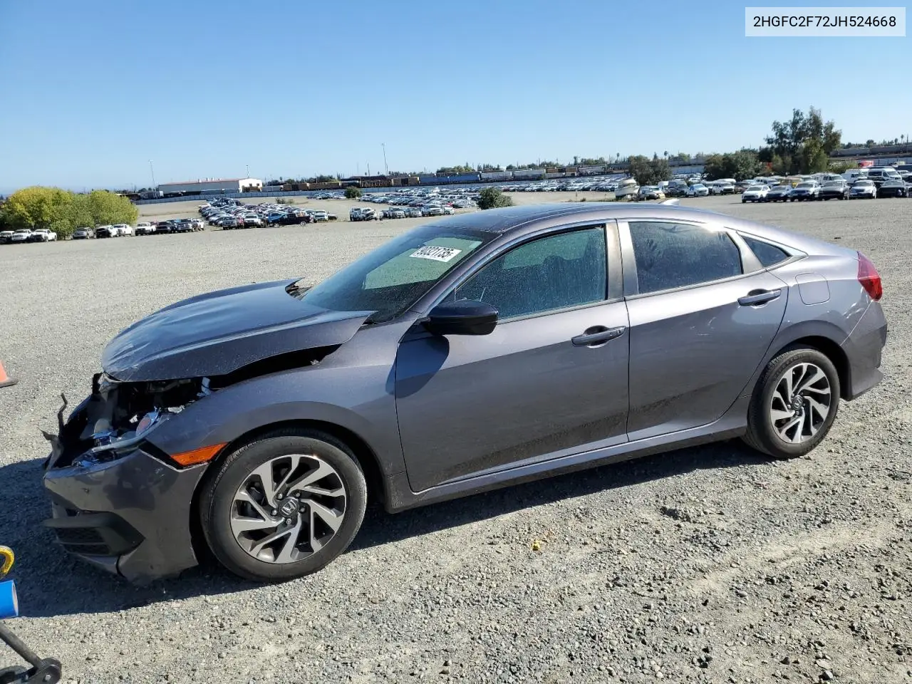 2HGFC2F72JH524668 2018 Honda Civic Ex