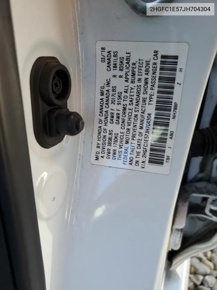 2HGFC1E57JH704304 2018 Honda Civic Si