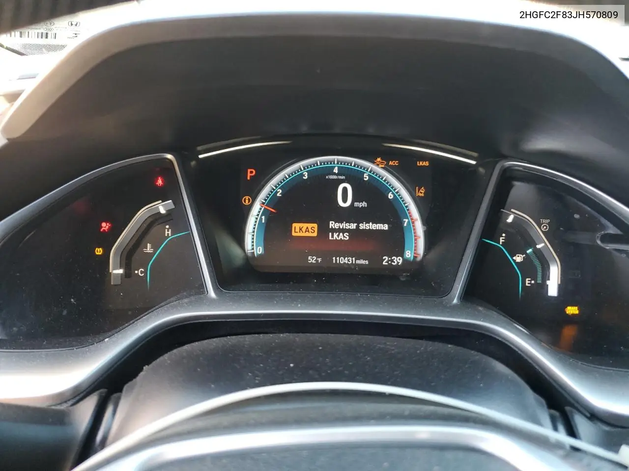 2HGFC2F83JH570809 2018 Honda Civic Ex