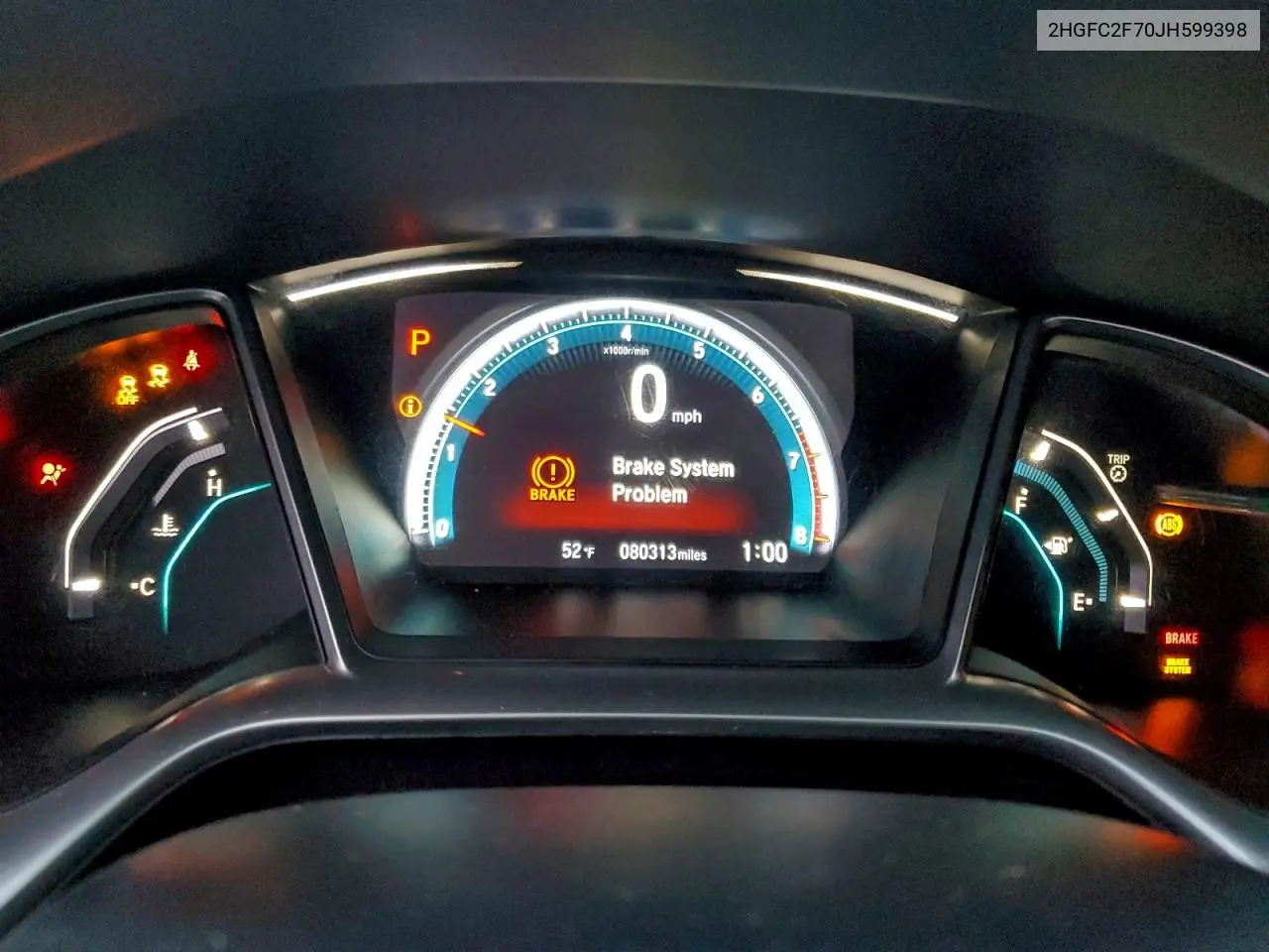 2HGFC2F70JH599398 2018 Honda Civic Ex