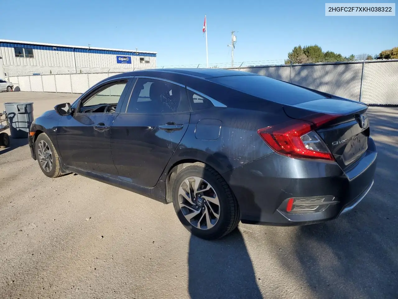 2HGFC2F7XKH038322 2019 Honda Civic Ex