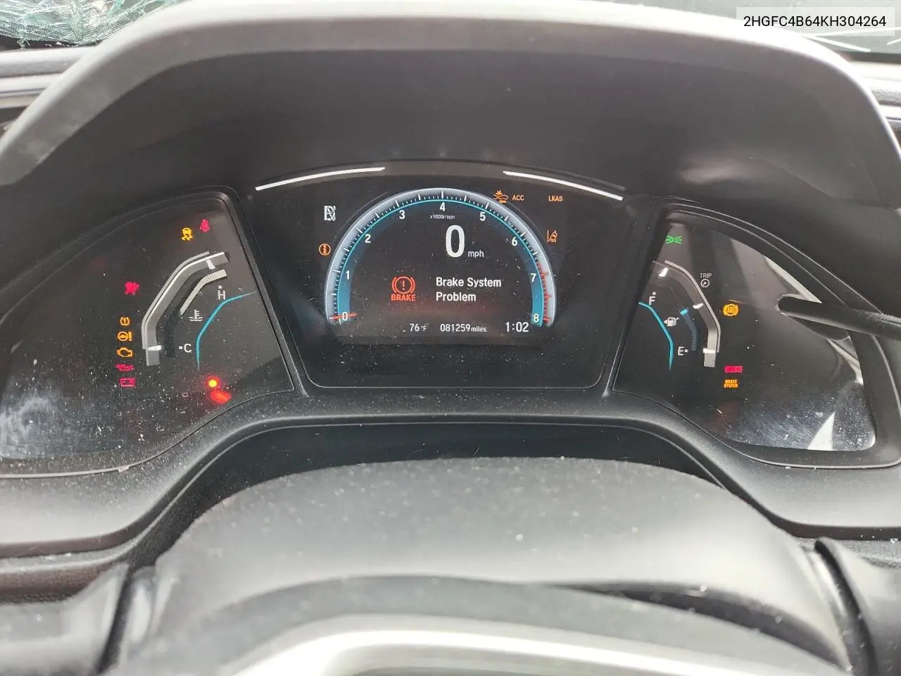 2HGFC4B64KH304264 2019 Honda Civic Lx