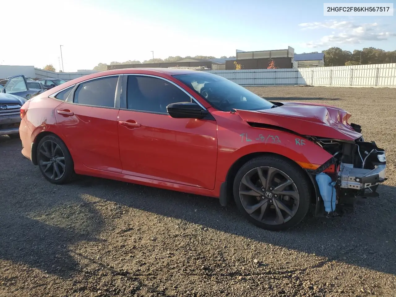 2HGFC2F86KH567517 2019 Honda Civic Sport
