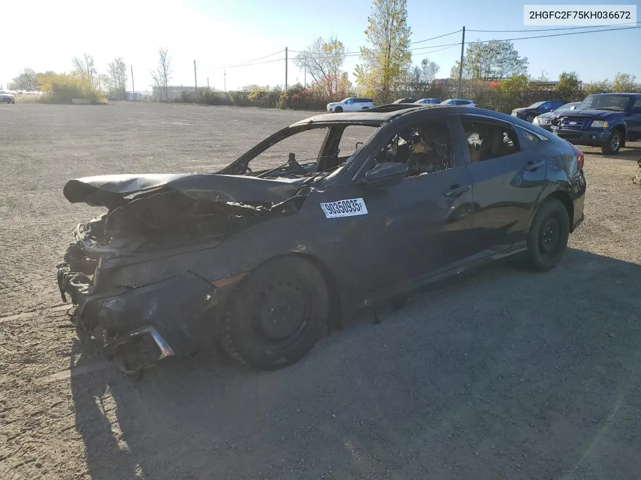 2HGFC2F75KH036672 2019 Honda Civic Ex