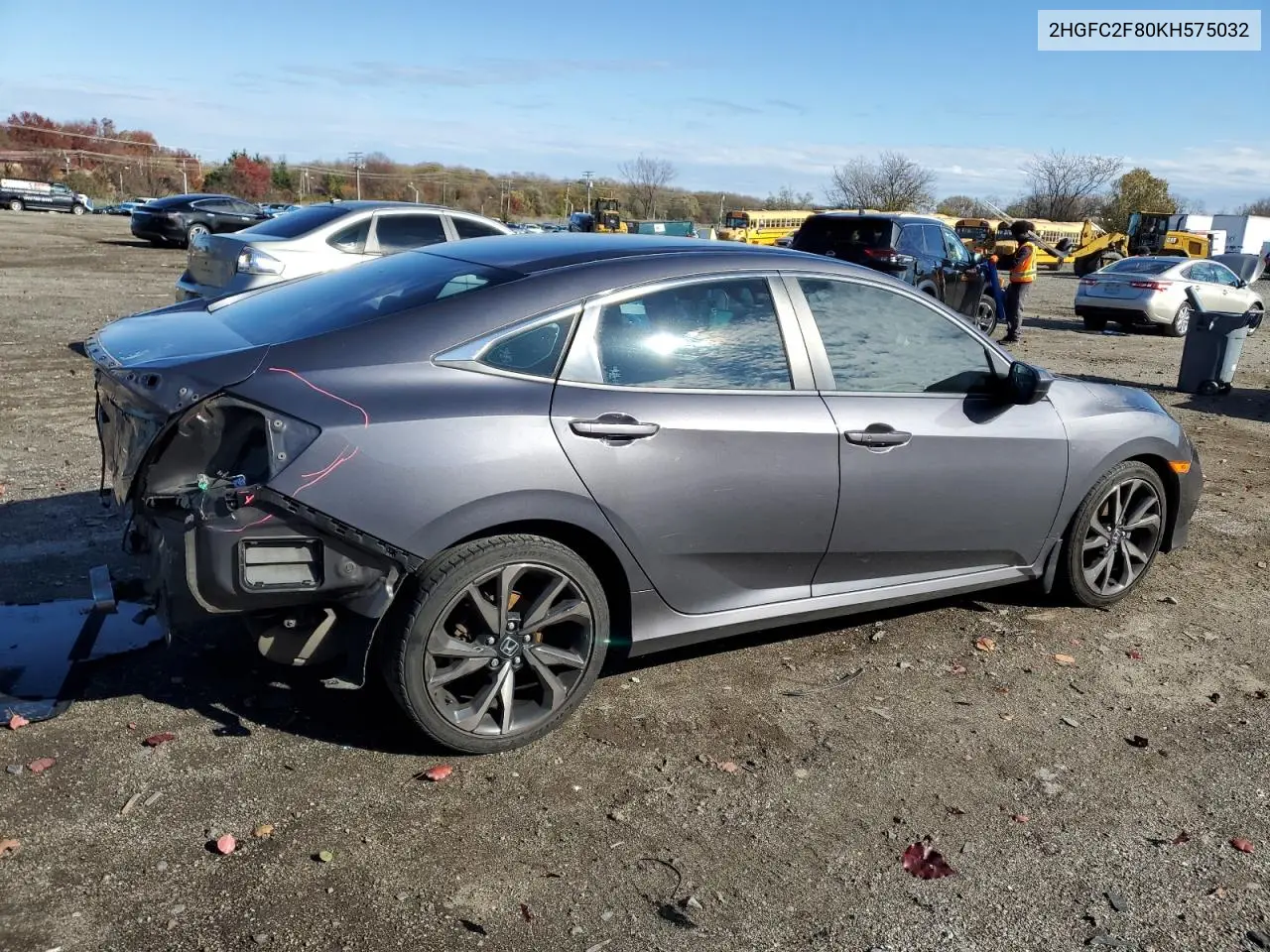 2HGFC2F80KH575032 2019 Honda Civic Sport