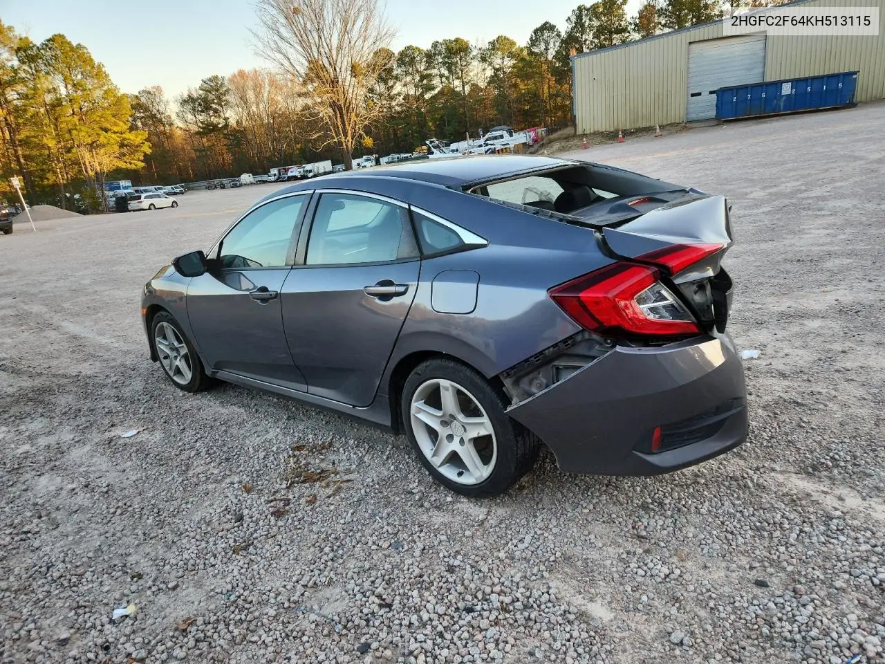 2HGFC2F64KH513115 2019 Honda Civic Lx