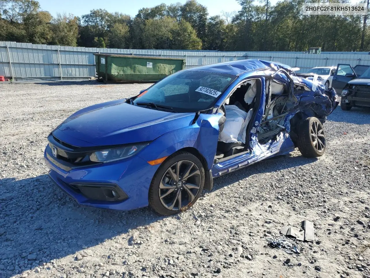 2HGFC2F81KH513624 2019 Honda Civic Sport
