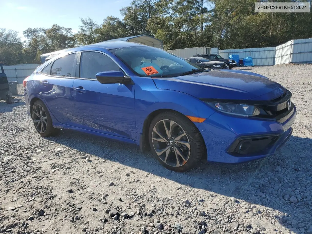 2HGFC2F81KH513624 2019 Honda Civic Sport