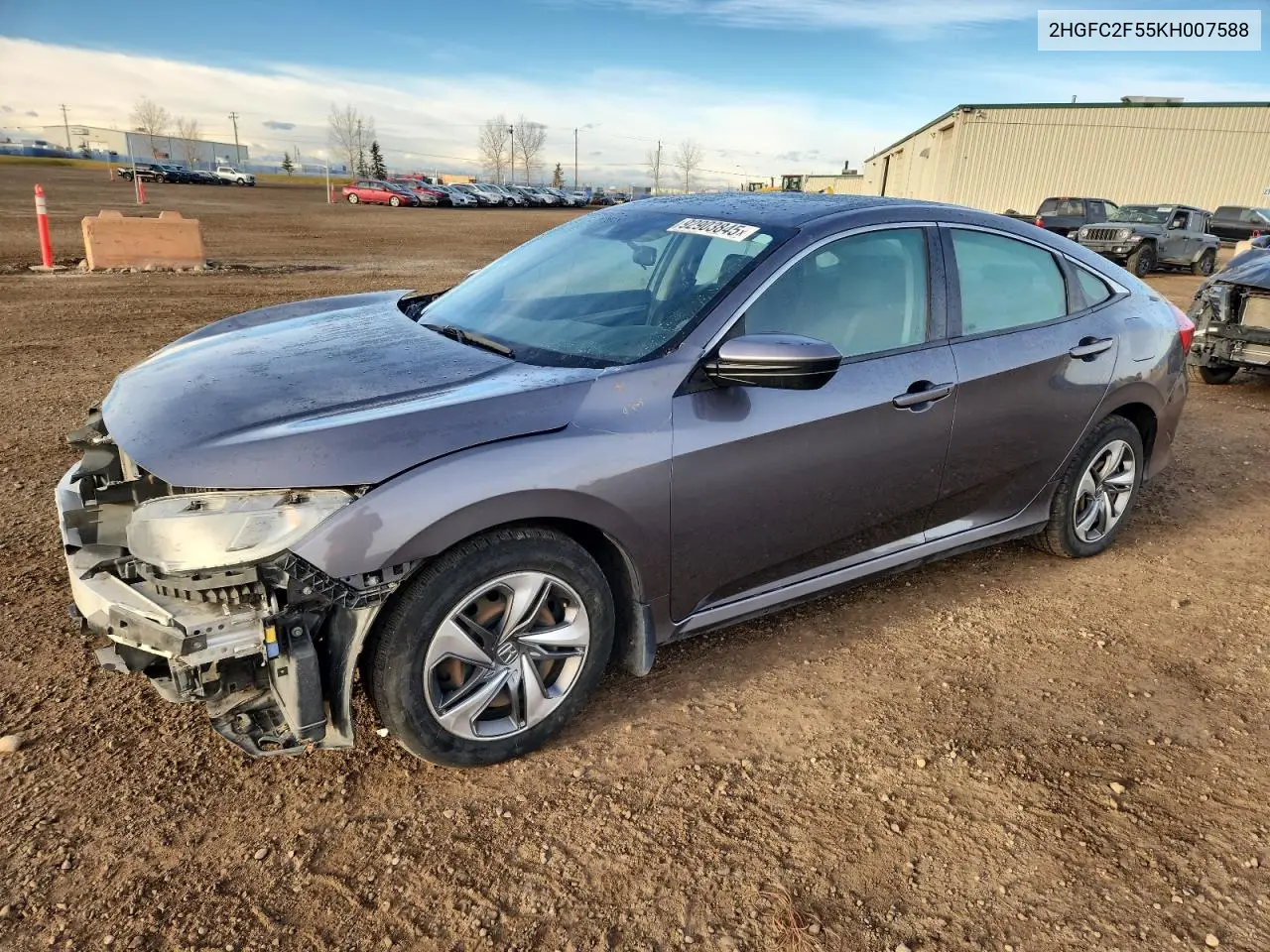 2HGFC2F55KH007588 2019 Honda Civic Lx