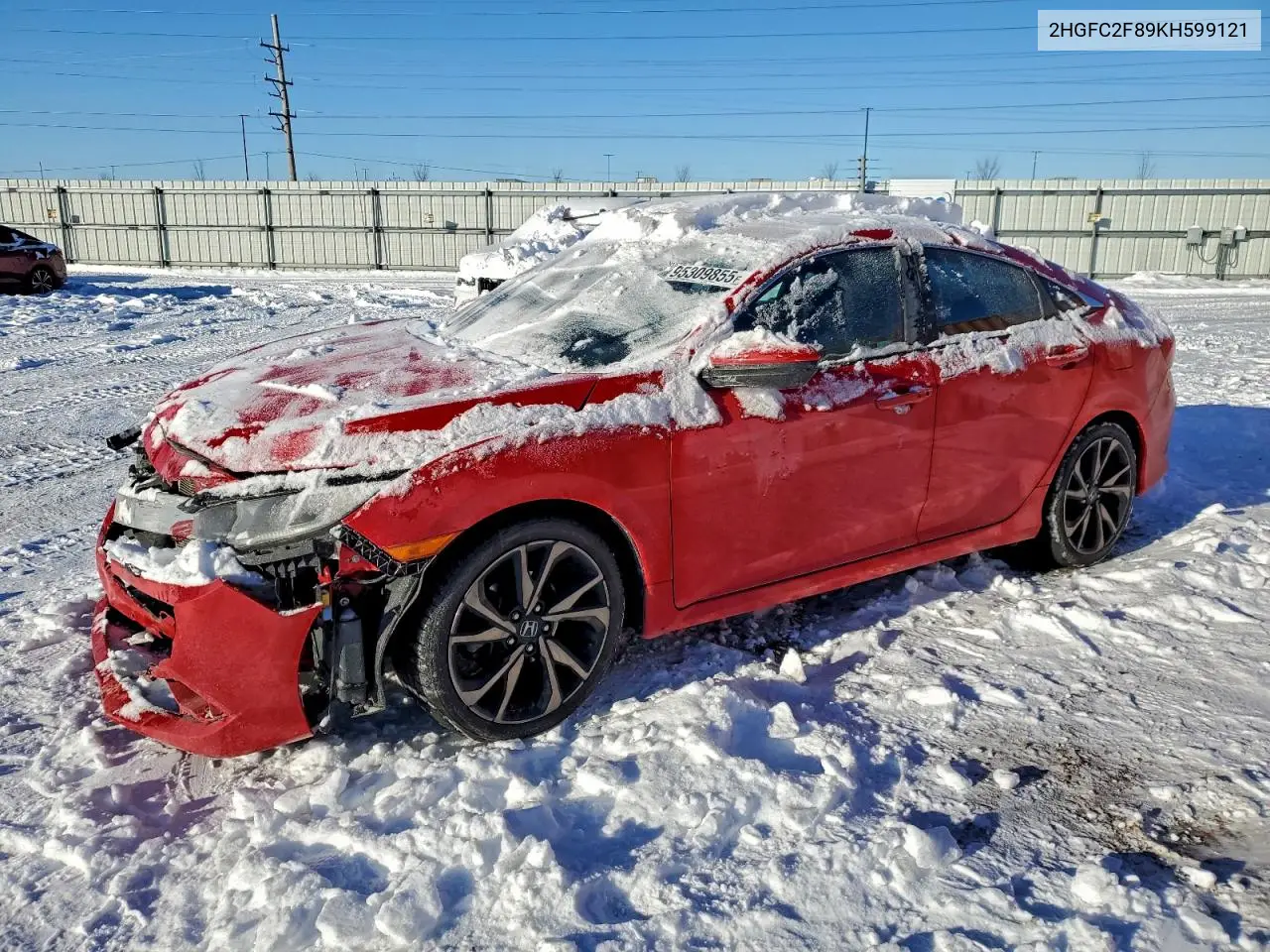 2HGFC2F89KH599121 2019 Honda Civic Sport