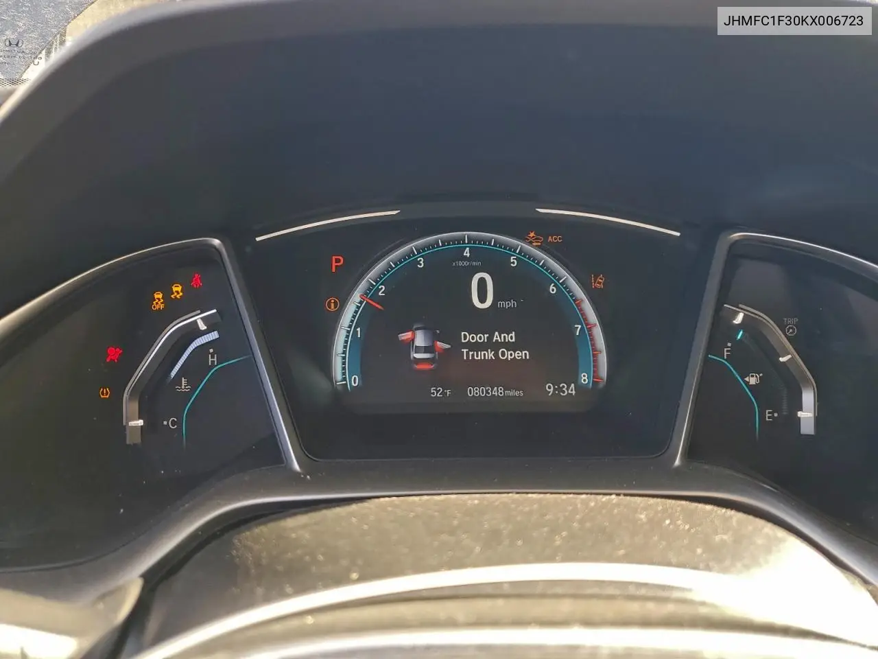 JHMFC1F30KX006723 2019 Honda Civic Ex