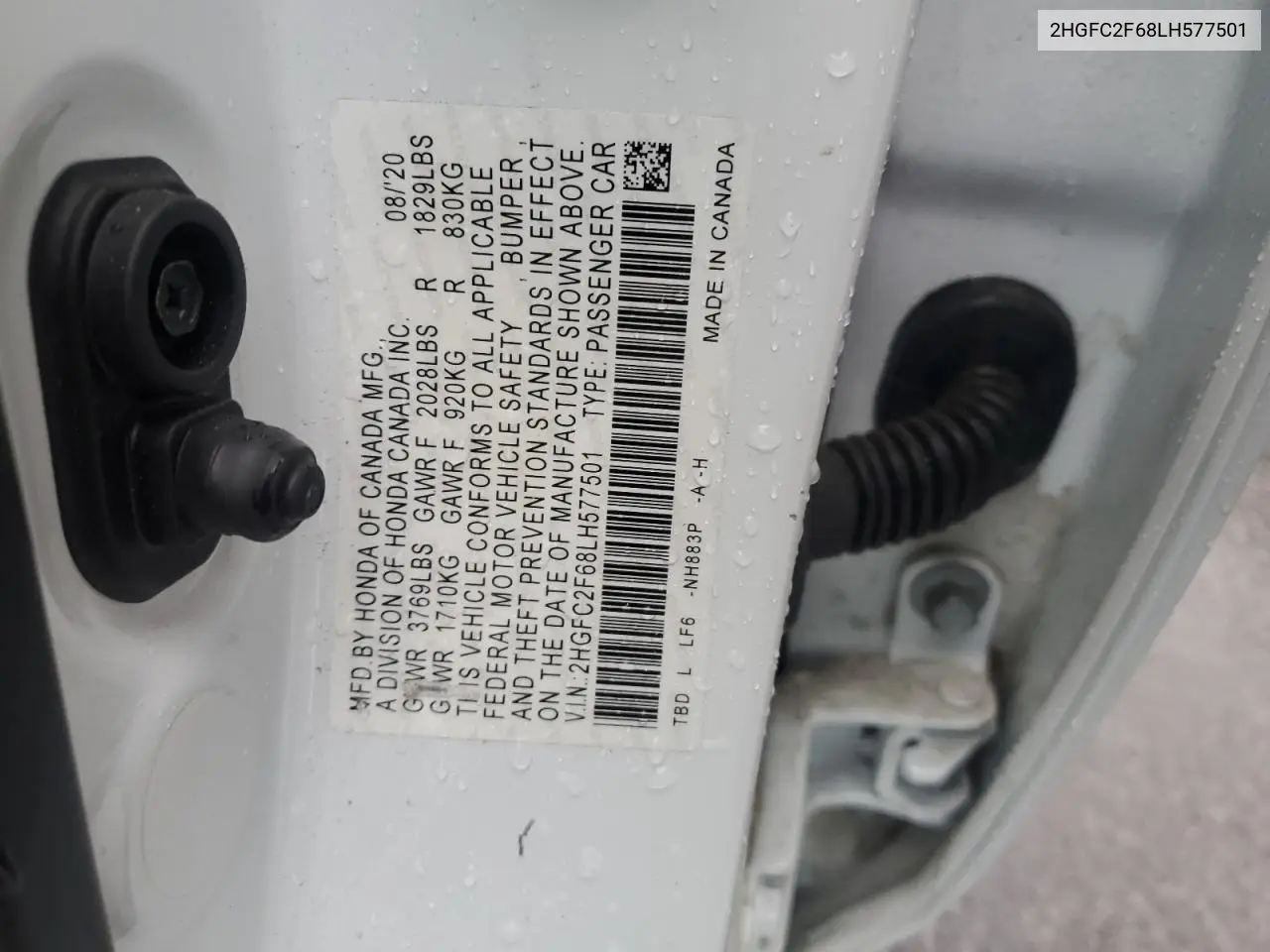 2HGFC2F68LH577501 2020 Honda Civic Lx