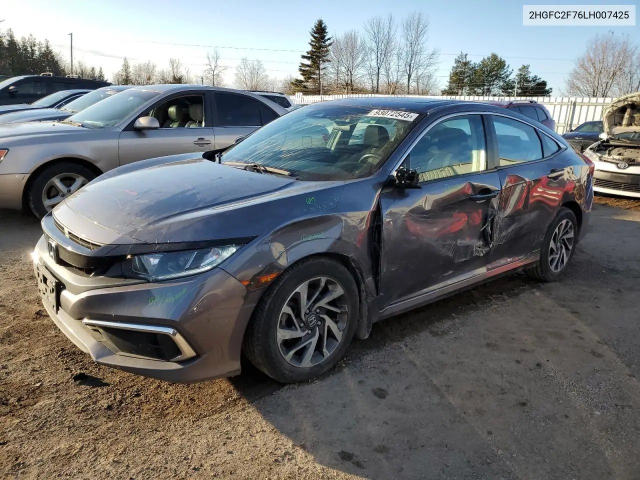 2HGFC2F76LH007425 2020 Honda Civic Ex