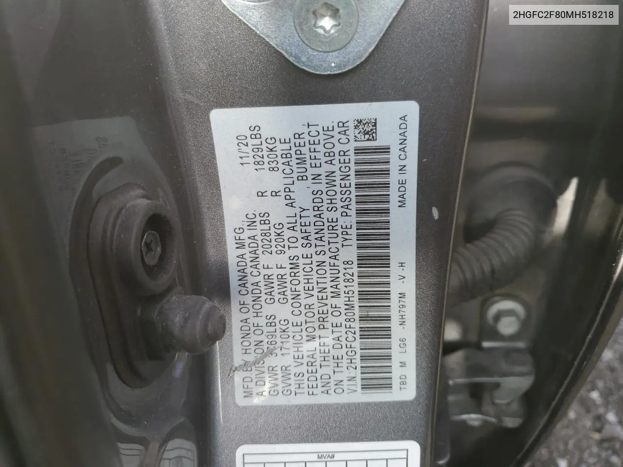 2HGFC2F80MH518218 2021 Honda Civic Sport