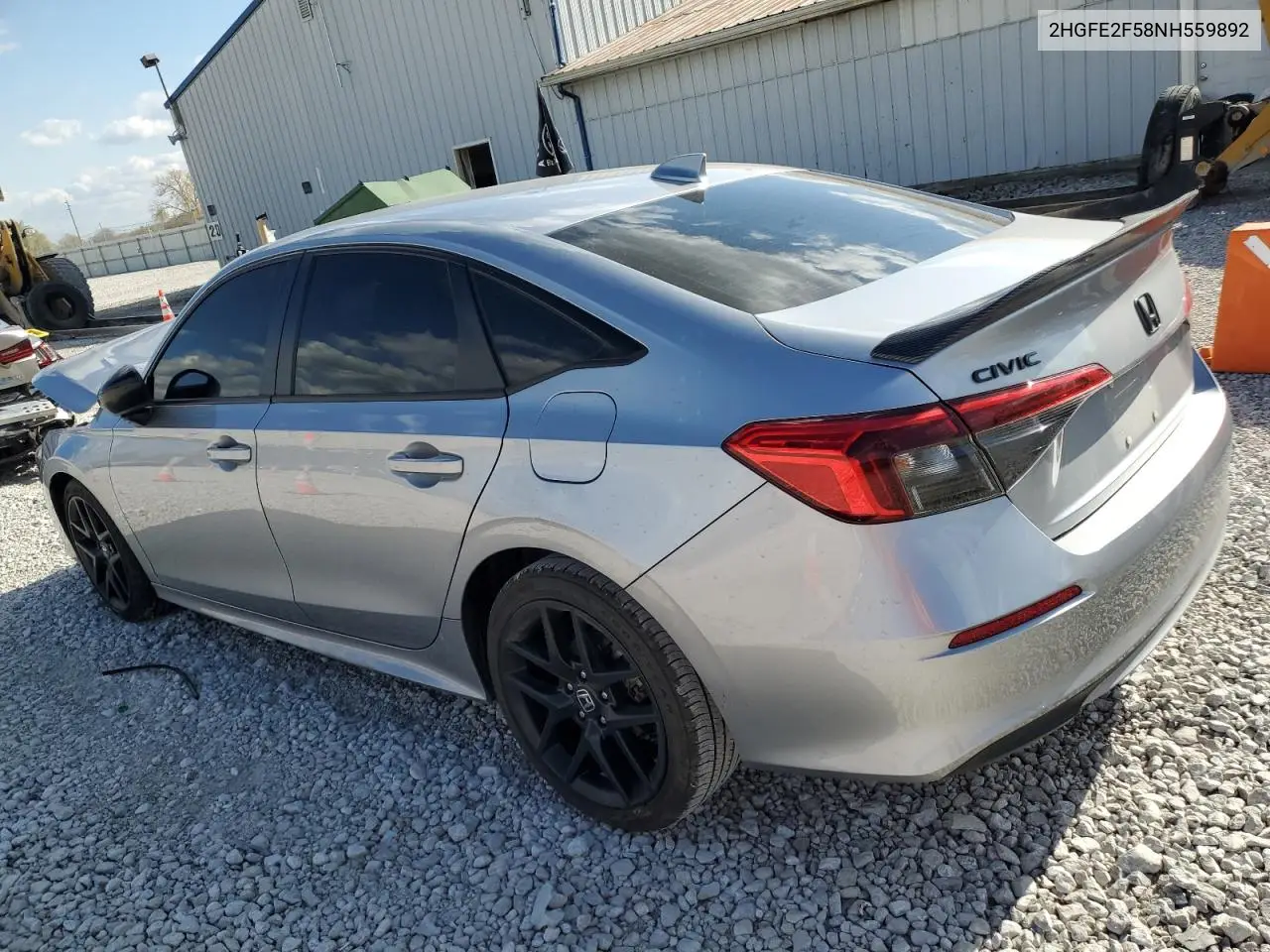2HGFE2F58NH559892 2022 Honda Civic Sport