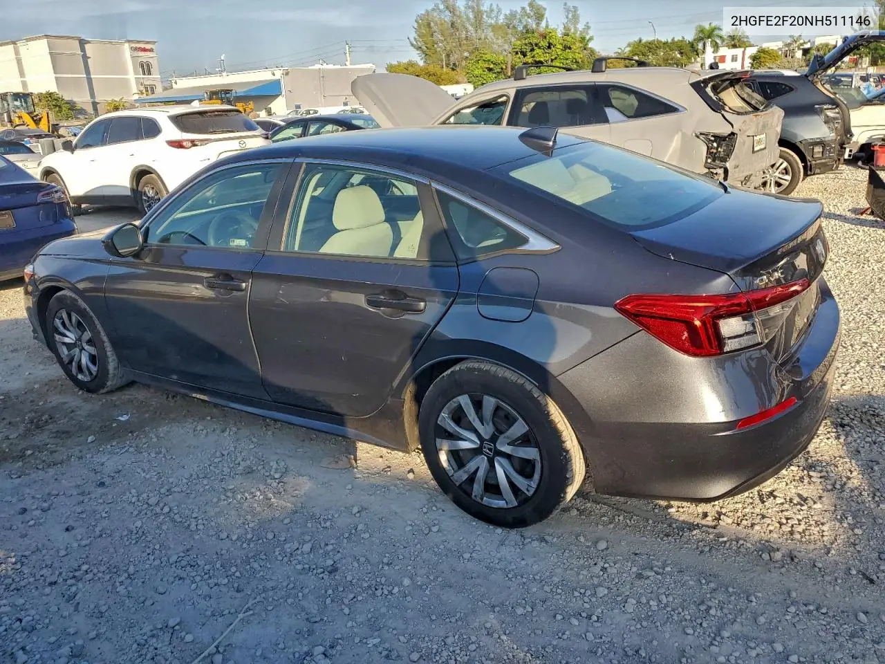 2HGFE2F20NH511146 2022 Honda Civic Lx