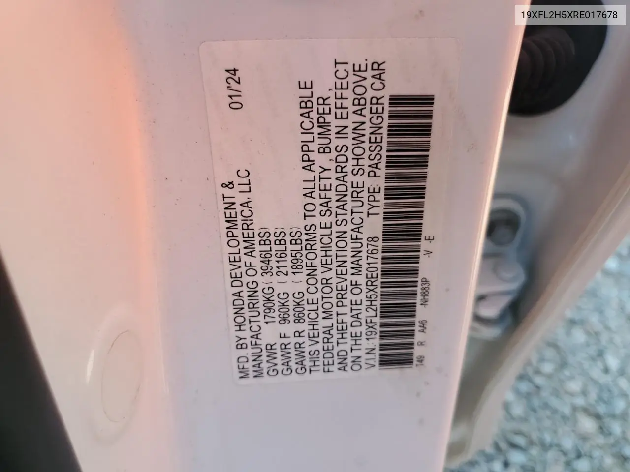 19XFL2H5XRE017678 2024 Honda Civic Lx