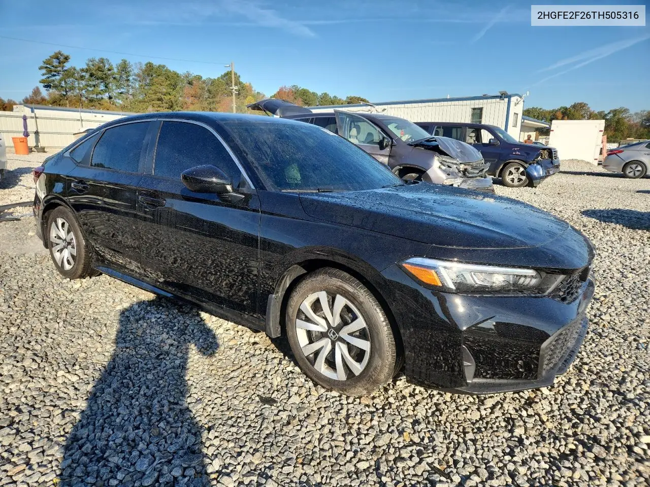 2HGFE2F26TH505316 2026 Honda Civic Lx