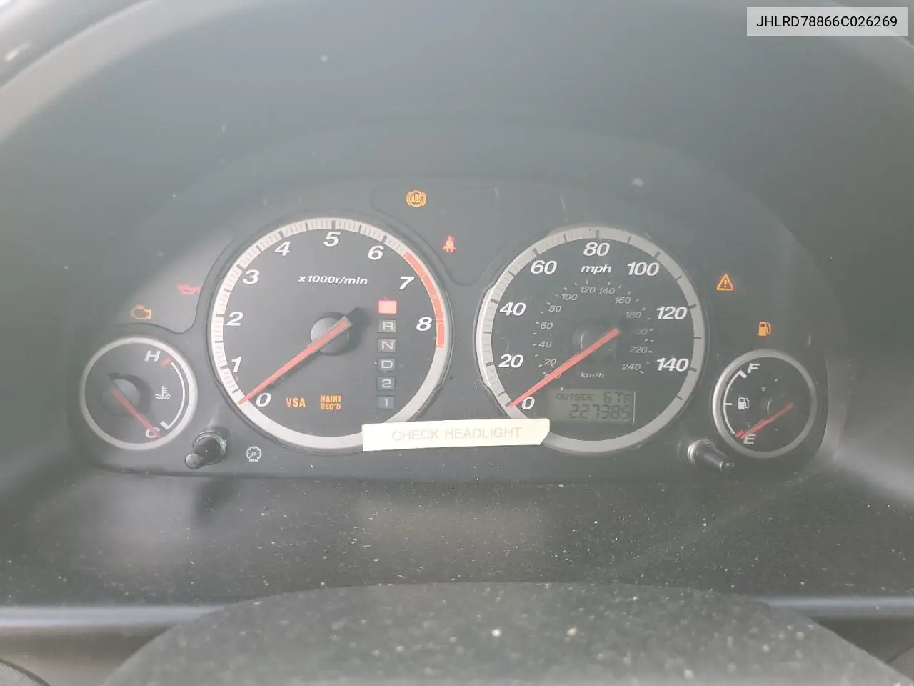 JHLRD78866C026269 2006 Honda Cr-V Ex