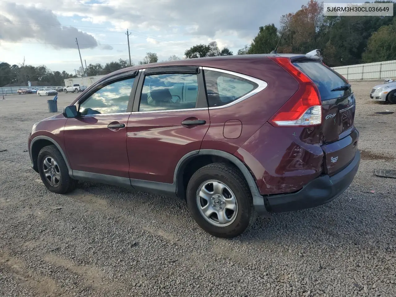 5J6RM3H30CL036649 2012 Honda Cr-V Lx