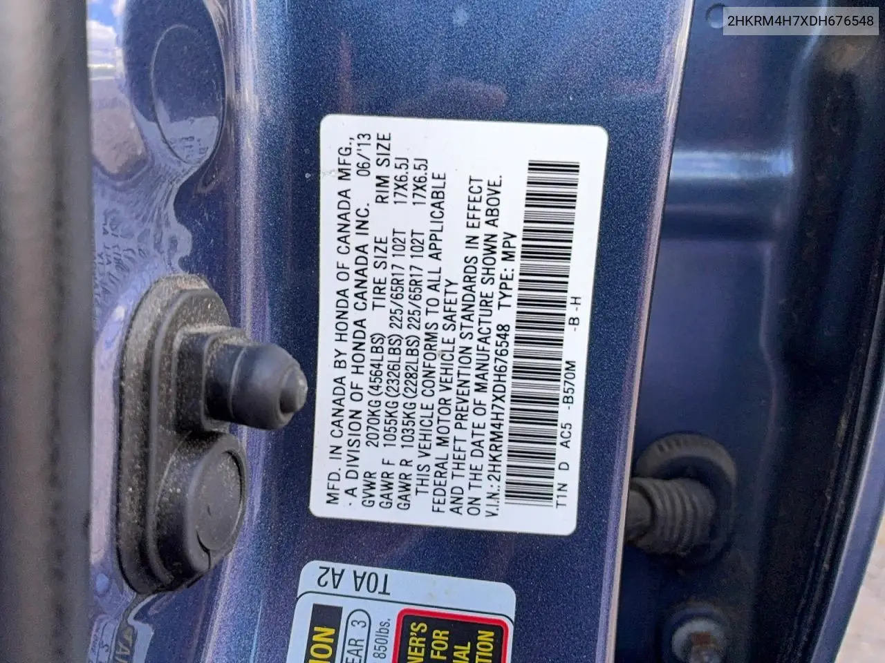 2HKRM4H7XDH676548 2013 Honda Cr-V Exl