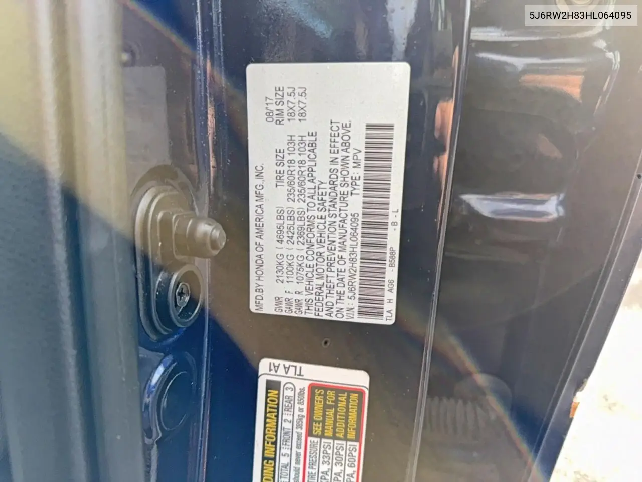 5J6RW2H83HL064095 2017 Honda Cr-V Exl