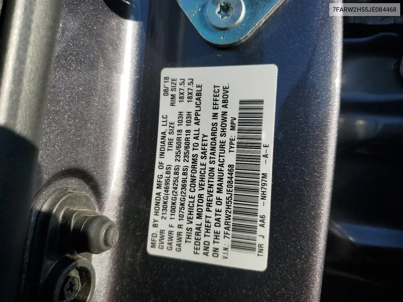 7FARW2H55JE084468 2018 Honda Cr-V Ex