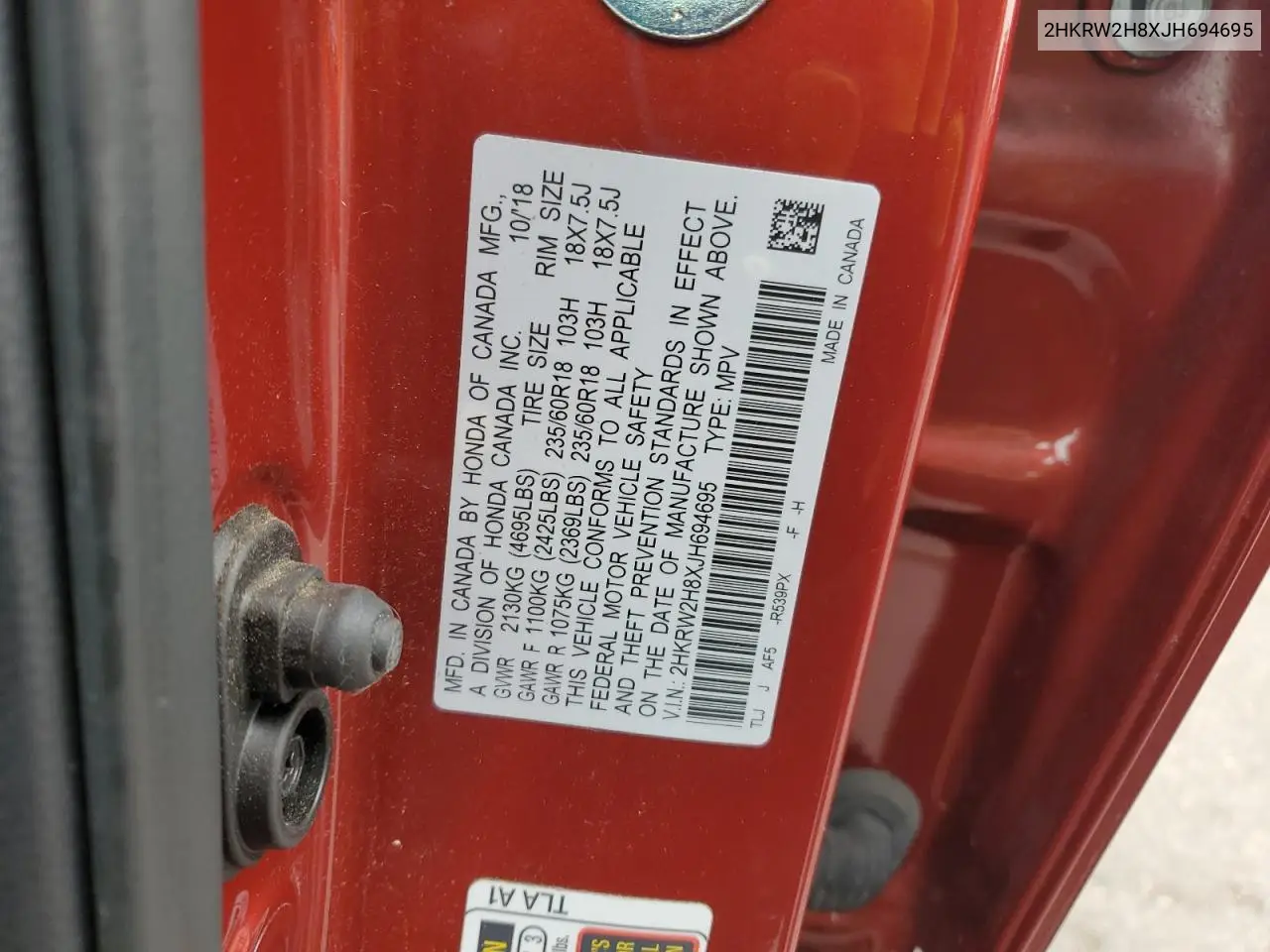 2HKRW2H8XJH694695 2018 Honda Cr-V Exl