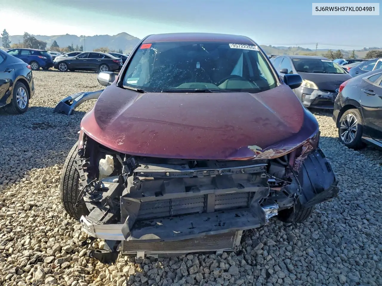 5J6RW5H37KL004981 2019 Honda Cr-V Lx